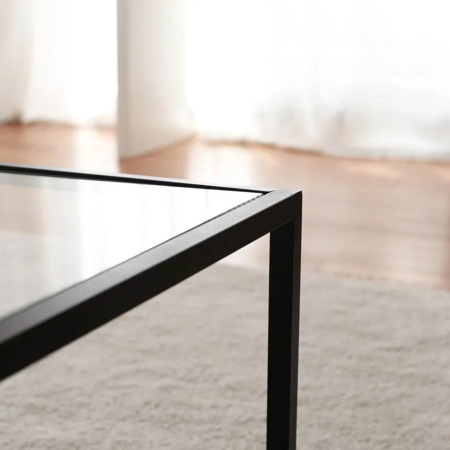 Sohvapöytä Linento Furniture Astro, kirkas lasi, musta