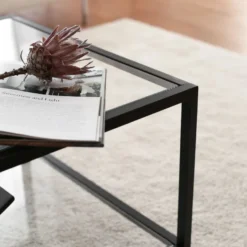 Sohvapöytä Linento Furniture Astro, kirkas lasi, musta