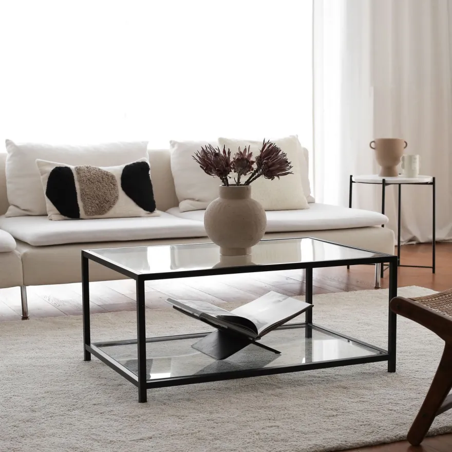 Sohvapöytä Linento Furniture Astro, kirkas lasi, musta