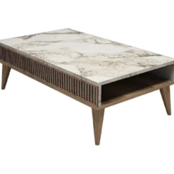 Sohvapöytä Linento Furniture Milan pähkinä/valkoinen marmori