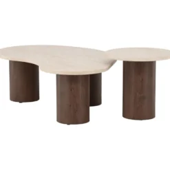 Sohvapöytäsetti Venture Home Megg, 130x70x40cm + ø50x50cm, mocca