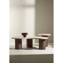 Sohvapöytäsetti Venture Home Megg, 130x70x40cm + ø50x50cm, mocca
