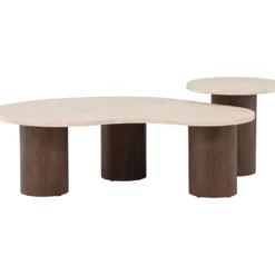 Sohvapöytäsetti Venture Home Megg, 130x70x40cm + ø50x50cm, mocca