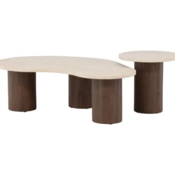 Sohvapöytäsetti Venture Home Megg, 130x70x40cm + ø50x50cm, mocca
