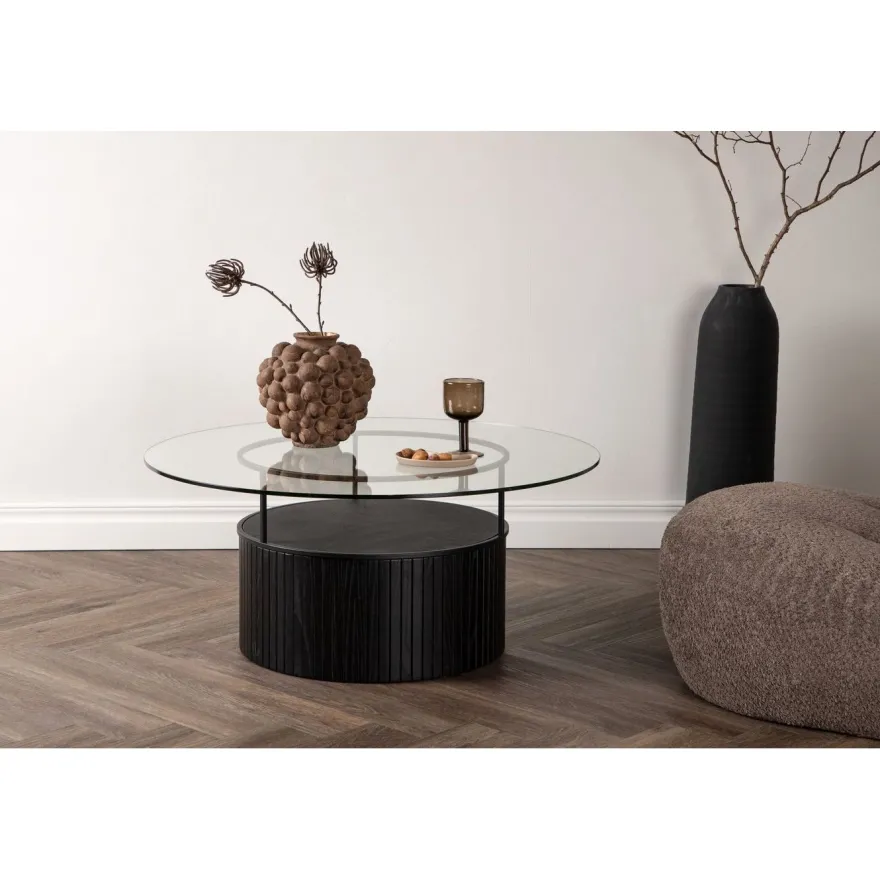 Sohvapöytä Venture Home Bovall, ⌀90cm, musta