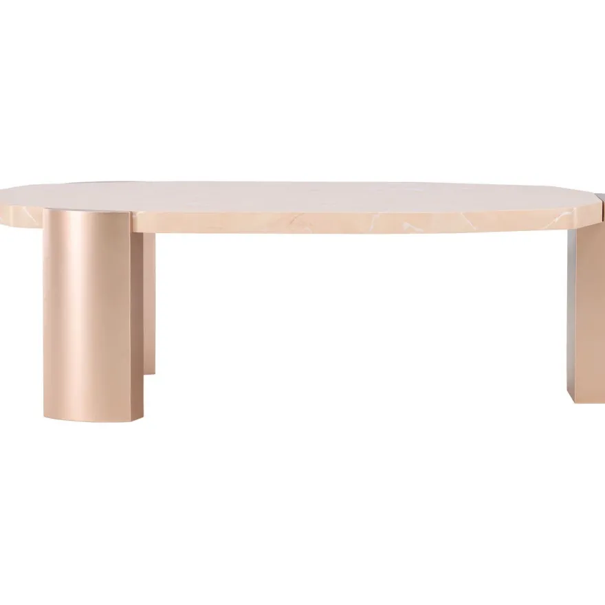 Sohvapöytä Venture Home Kres, 125x70.5cm, pinkki/marmori