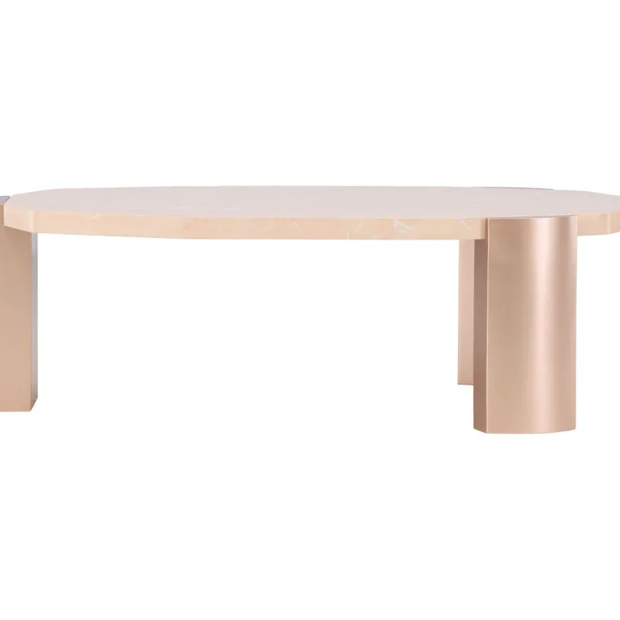 Sohvapöytä Venture Home Kres, 125x70.5cm, pinkki/marmori