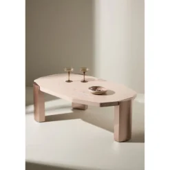 Sohvapöytä Venture Home Kres, 125x70.5cm, pinkki/marmori