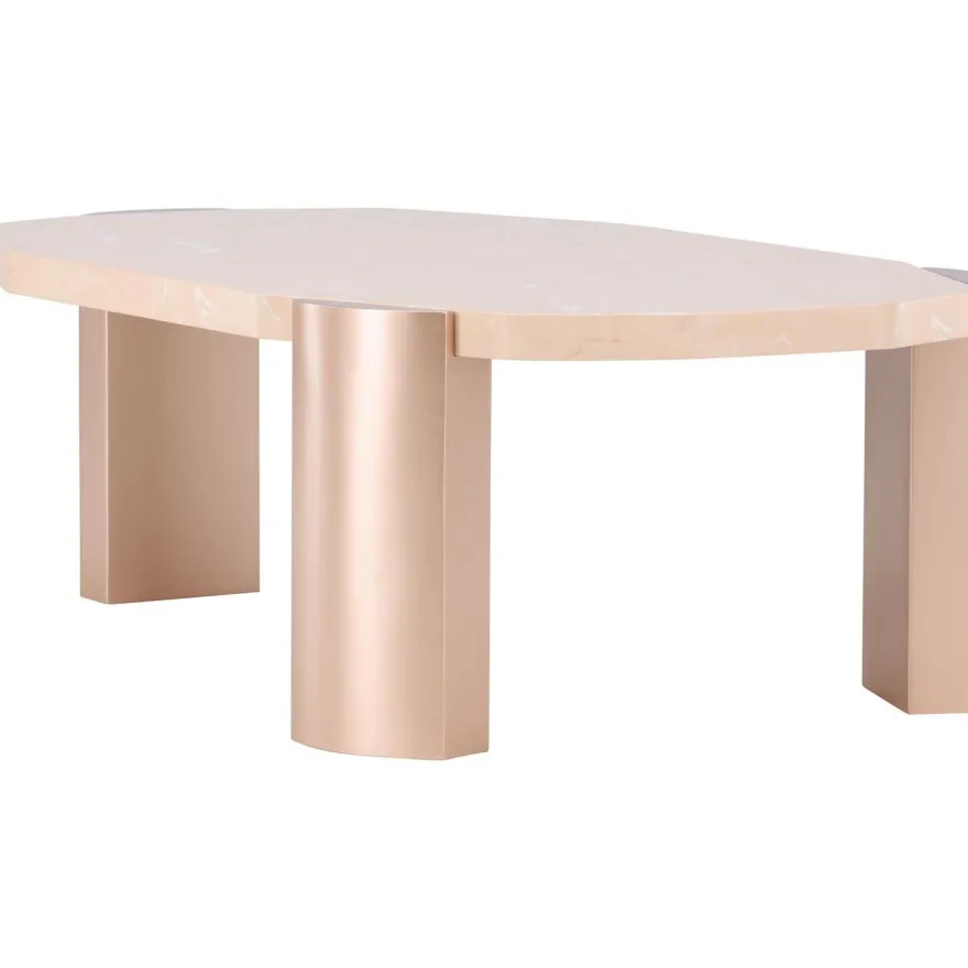 Sohvapöytä Venture Home Kres, 125x70.5cm, pinkki/marmori