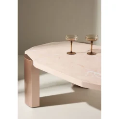 Sohvapöytä Venture Home Kres, 125x70.5cm, pinkki/marmori