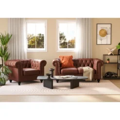 Sohvaryhmä Chesterfield Lyx, 2-istuttava sohva + nojatuoli, eri värejä (042XX)