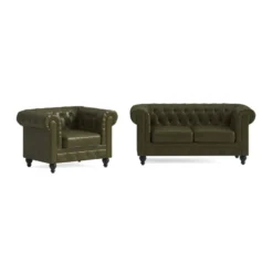 Sohvaryhmä Chesterfield Lyx, 2-istuttava sohva + nojatuoli, eri värejä (042XX)