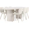 Soikea ruokailuryhmä Venture Home, 200x100cm beige Narvik-pöytä + 6 beigeä Lilja-tuolia