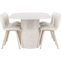 Soikea ruokailuryhmä Venture Home, 200x100cm beige Narvik-pöytä + 6 beigeä Lilja-tuolia