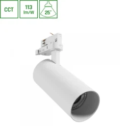 Spottivalaisin Spectrum Andromeda Prime NA Raili 3-vaihekiskoon LED CCT 24W 25° IP20 Ø76x177x228mm valkoinen