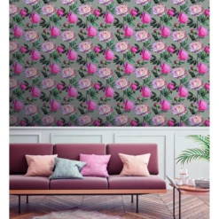 Tapetti Essentials Ecodeco EE22537, pioni, romanttinen, vaaleanpunainen