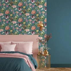 Tapetti Flora kukka, vinyylipinta, eri värejä
