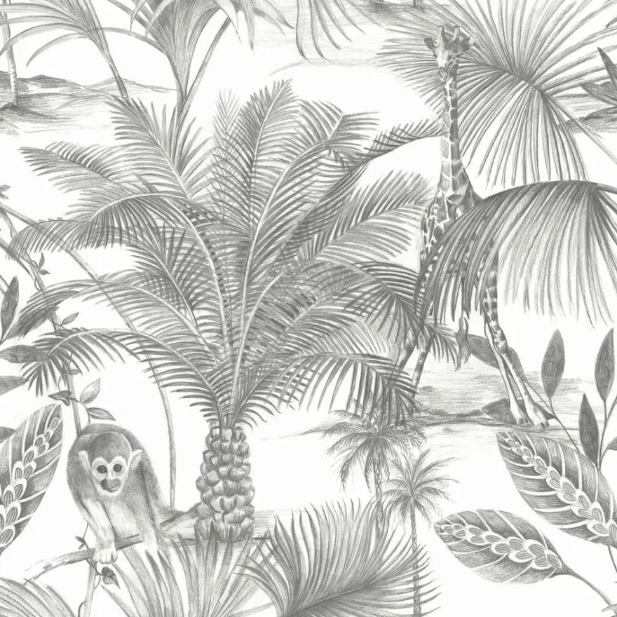 Tapetti Jungle Fever JF3501, luonto, harmaa