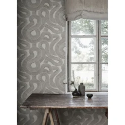 Tapetti Sandberg Zen 805-01, non-woven, graafinen/geometrinen, moderni, mustavalkoinen