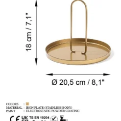 Tarjotin Linento Simi, Ø20.5cm, kulta