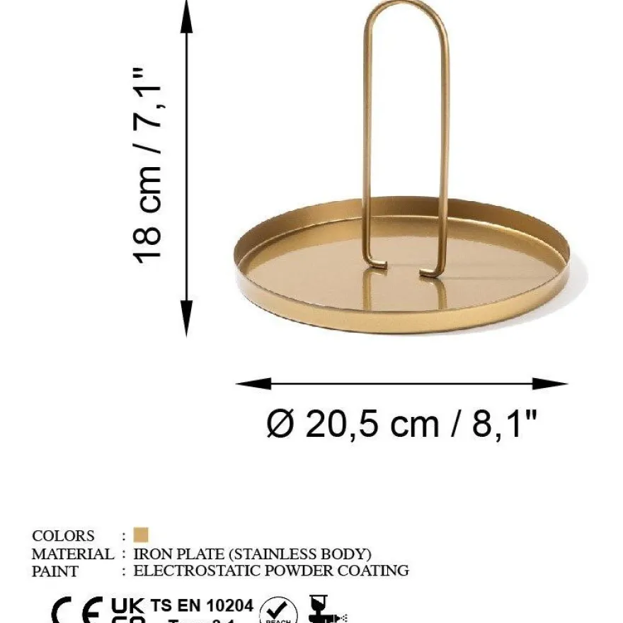 Tarjotin Linento Simi, Ø20.5cm, kulta
