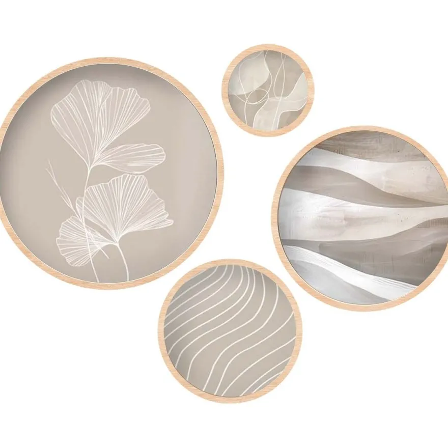 Taulusetti Linento Harmony Circles, 4kpl, beige