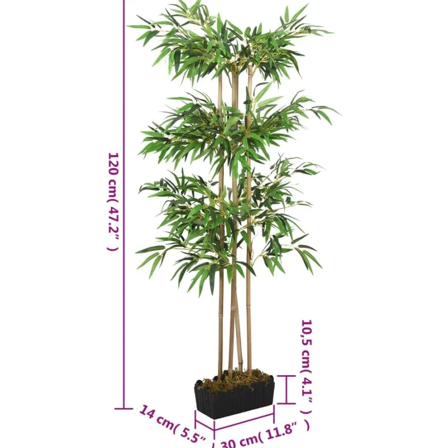 Tekokasvi bambupuu, 760 lehteä, 120 cm, vihreä