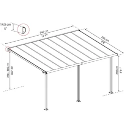 Terassikatos Palram-Canopia Olympia, 3x5,46m, harmaa/kirkas