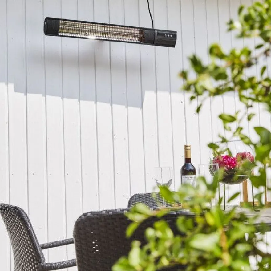 Terassilämmitin HEAT1 Eco Pro-line, 650-2000W, kaukosäädin, musta