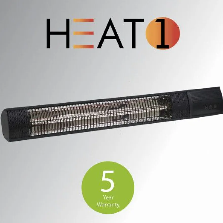 Terassilämmitin HEAT1 Eco Pro-line, 650-2000W, kaukosäädin, musta
