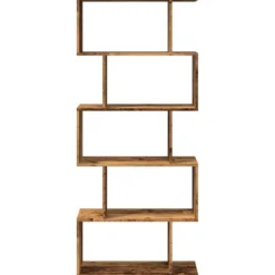 Tilanjakaja 5 tasoa vanha puu 70x24x161 cm tekninen puu (58100)