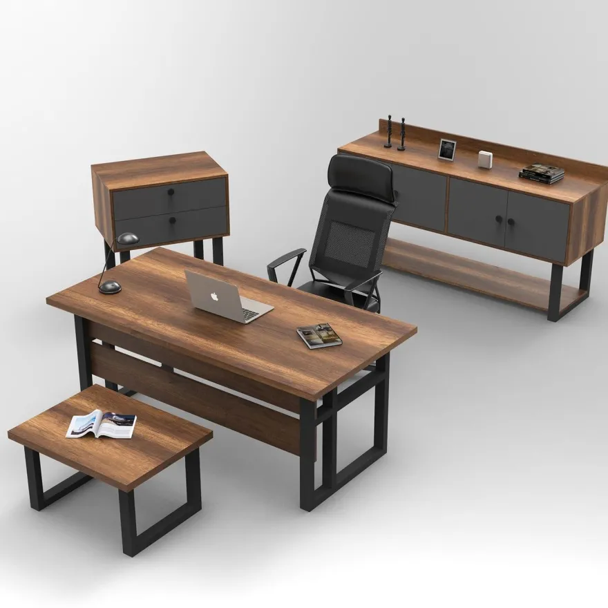 Toimistokalustesetti Linento Furniture Mn09-Ba, ruskea/antrasiitti