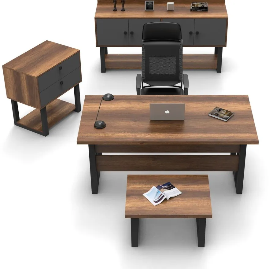 Toimistokalustesetti Linento Furniture Mn09-Ba, ruskea/antrasiitti