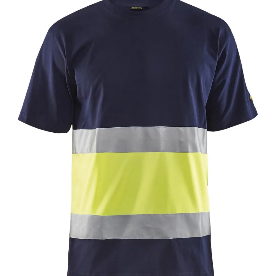 T-paita Blåkläder 3387 Highvis, mariininsininen/huomiokeltainen
