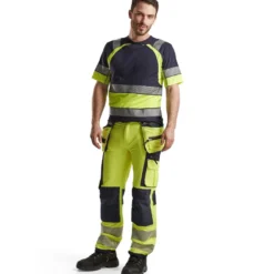 T-paita Blåkläder 3421 Highvis, mariininsininen/huomiokeltainen