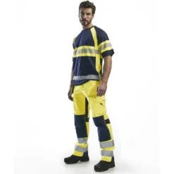 T-paita Blåkläder 3337 Highvis, mariininsininen/huomiokeltainen