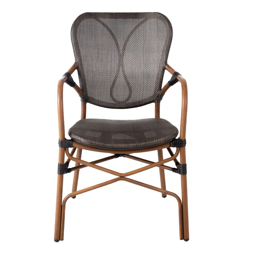 Tuoli Home4you Bambus, käsinojilla, 56x66x95cm, ruskea