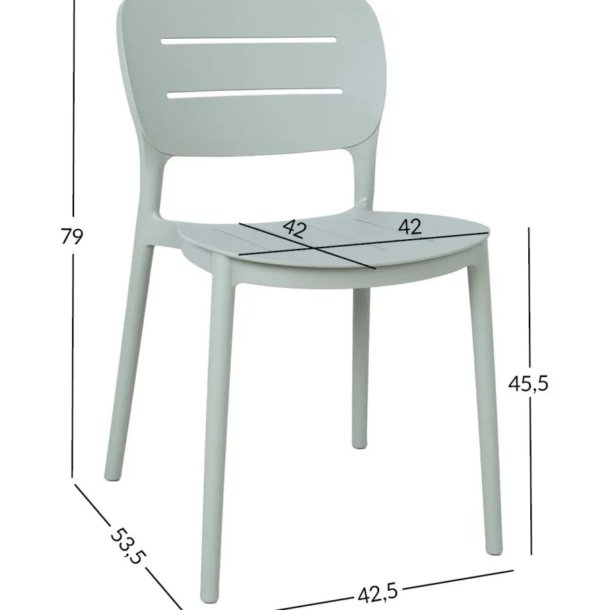 Tuoli Home4You MANGO 42,5x53,5xK79 cm, vihertävänharmaa muovi