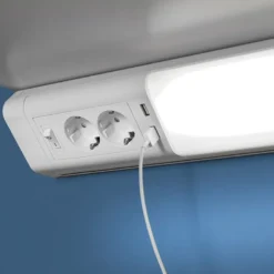 Työpistevalaisin Elektra, LED, 10 W, 2xUSB-paikka, 2xPistokepaikka , 799 mm