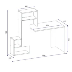 Työpöytä Linento Furniture Irmak, valkoinen