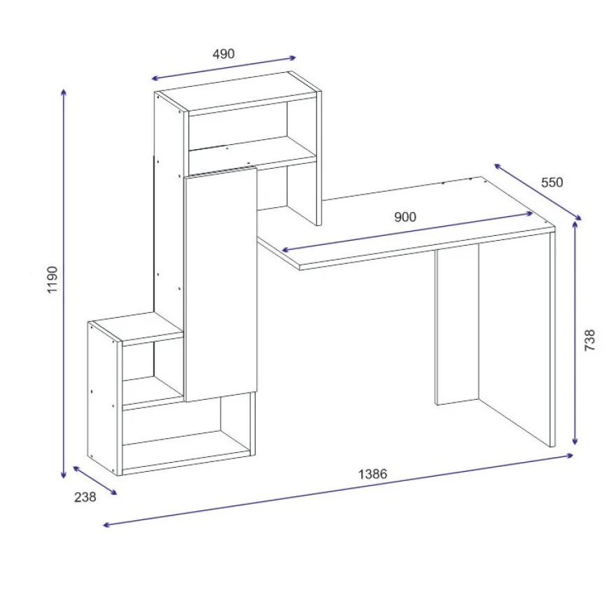 Työpöytä Linento Furniture Irmak, valkoinen
