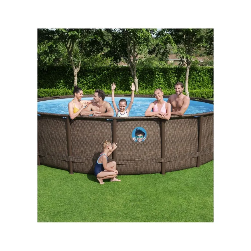 Uima-allassetti Bestway Power Steel Swim Vista, 488x122cm, pyöreä, ikkunalla