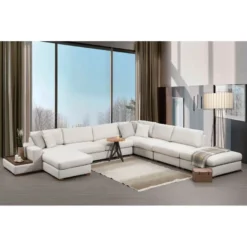 U-kulmasohva Linento Furniture Loop 11, 6-istuttava, valkoinen