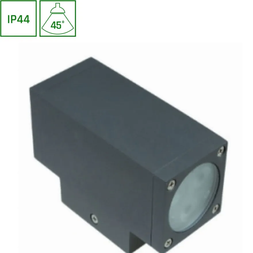 Ulkoseinävalaisin Spectrum Torre 2x3LED Cree 45° 6W IP44 172x108x63mm harmaa, eri värilämpötiloja