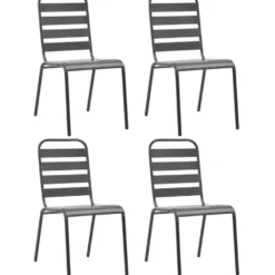Ulkotuolit 4 kpl sälemuotoilu teräs tummanharmaa