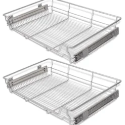Ulosvedettävät ritilälaatikot 2 kpl 800mm hopea