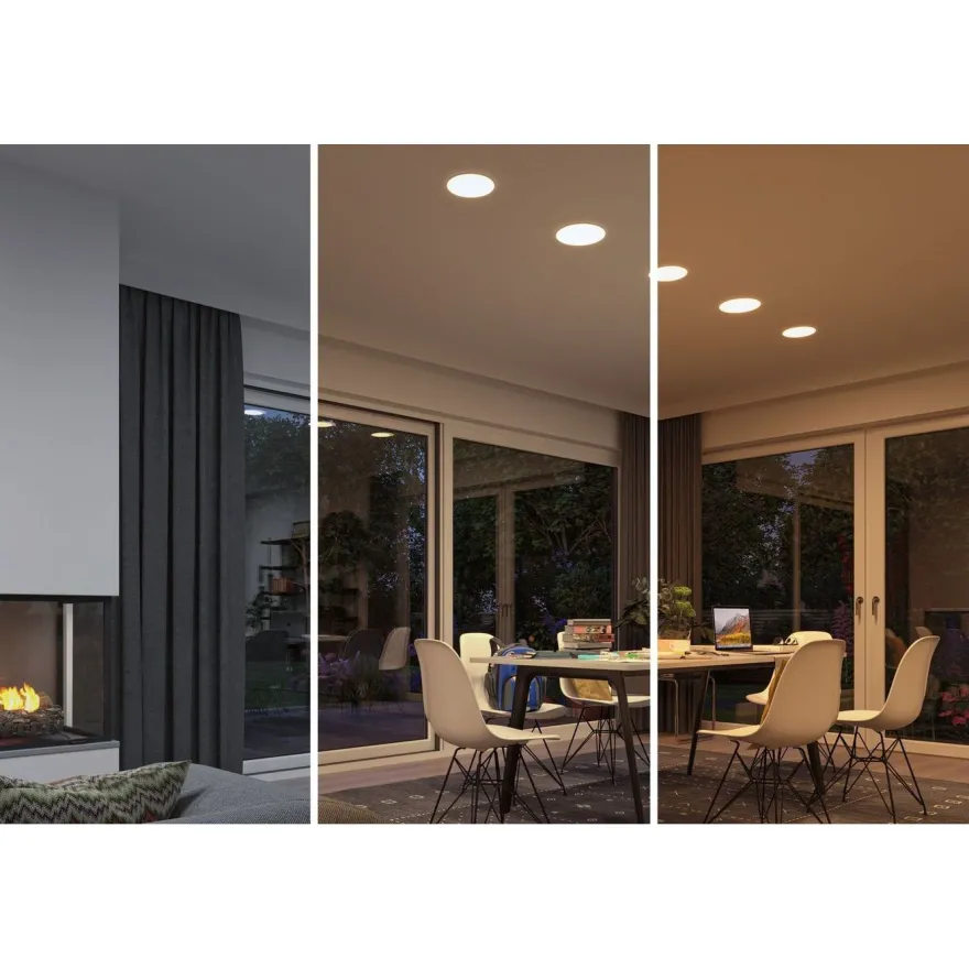 Upotettava LED-paneeli Paulmann Veluna, Smart Home Zigbee 3.0, IP44, Ø21.5cm, 17W, säädettävä värilämpötila, himmennettävä