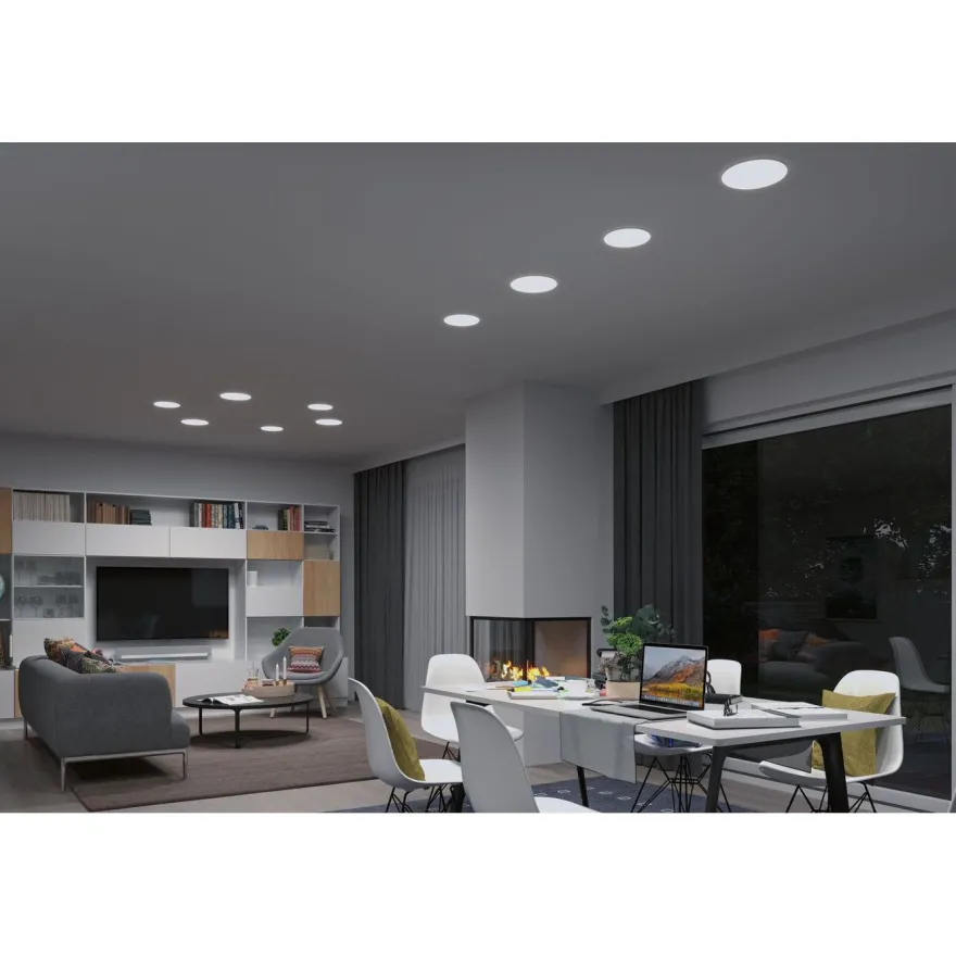 Upotettava LED-paneeli Paulmann Veluna, Smart Home Zigbee 3.0, IP44, Ø21.5cm, 17W, säädettävä värilämpötila, himmennettävä