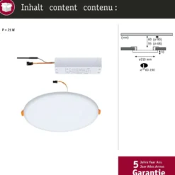 Upotettava LED-paneeli Paulmann Veluna, Smart Home Zigbee 3.0, IP44, Ø21.5cm, 17W, säädettävä värilämpötila, himmennettävä