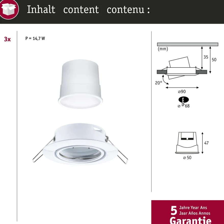 Upotettava LED-valaisin Paulmann Base Coin, 3kpl, Smart Home Zigbee 3.0, Ø90mm, himmennettävä, RGBW+, eri värejä